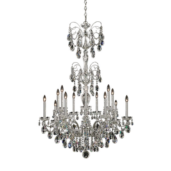 Sonatina 14 Light 120V Chandelier in Antique Silver with Clear Crystals from Swarovski main image 0